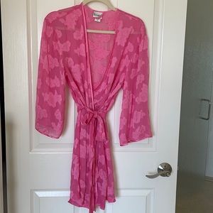 Fuschia silk blend wrap size Small
